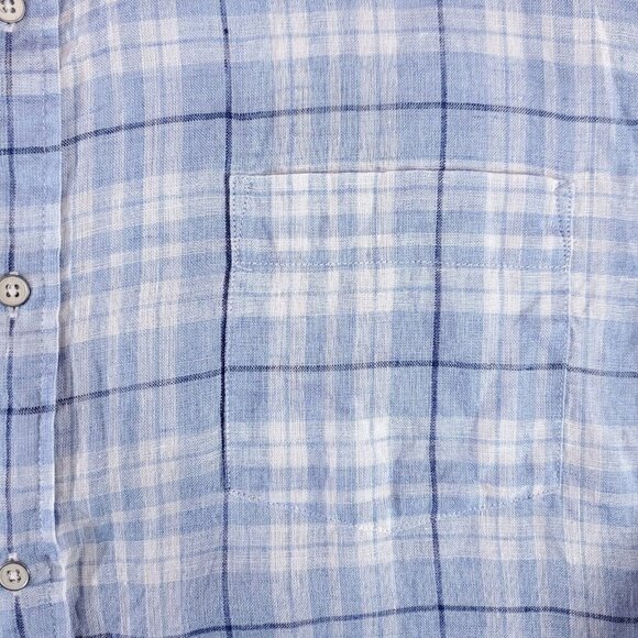 Peter Millar Mens Size Large Blue White 100% Linen Long Sleeve Button Down Shirt - Picture 5 of 12